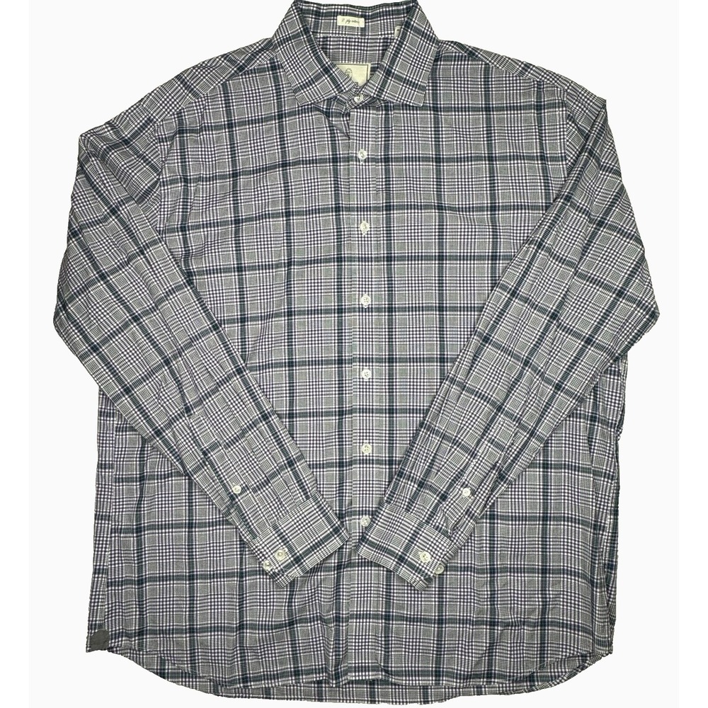 Todd Snyder Dress Shirt Men 17.5 34/35 Purple White Plaid Cotton Designer Preppy